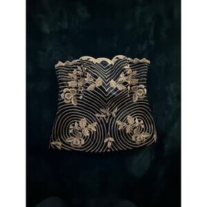 Coast Embroidered Bustier Top
Silk Blend Navy and Gold
Size 12